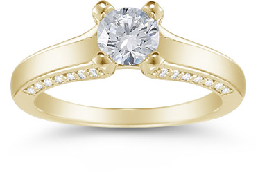 0.80 Carat Art Nouveau Diamond Engagement Ring in 14K Yellow Gold