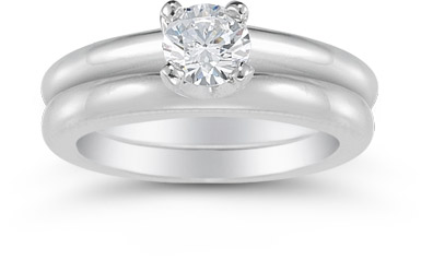 Half Carat Round Diamond Solitaire Engagement Set