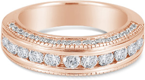 1 Carat Channel Set Diamond Wedding Band,14K Rose Gold