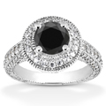 0.50 Carat Black Diamond Antique Halo Engagement Ring