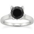 0.86 Carat Black and White Diamond Accent Solitaire Engagement Ring
