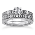 1/3 Carat Engraved Engagement Ring Set in 14K White Gold
