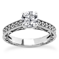 Engraved Heart Cubic Zirconia Engagement Ring