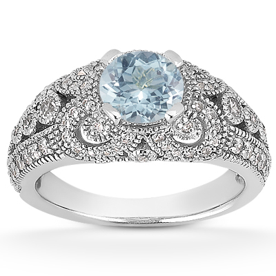 Vintage aquamarine diamond engagement rings