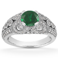 Vintage Style Emerald Engagement Ring