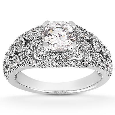 Vintage Style White Topaz Engagement Ring