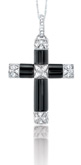 0.25 Carat Diamond and Onyx Cross Pendant in 14K White Gold