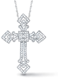 1/2 Carat Diamond Byzantine Cross Pendant