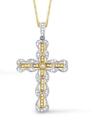 1/2 Carat Baroque Diamond Cross Pendant