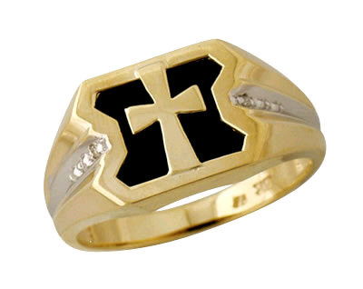  Fine Jewelry on Men S Onyx Cross Ring In 10k Yellow Gold