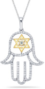 0.70 Carat Diamond Hamsa and Star of David Pendant