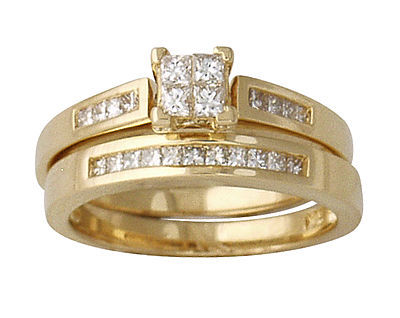 Princess Bridal Duo Set, 14K Yellow Gold
