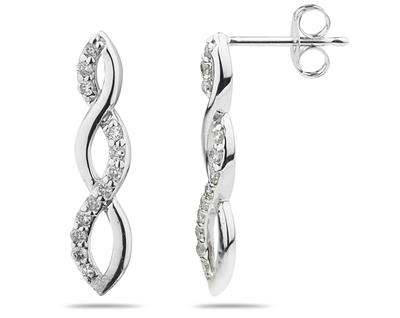 Diamond Twist Earrings in 14K White Gold