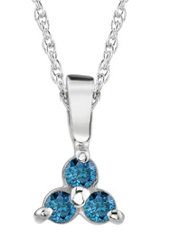 Blue Diamond Trinity Pendant, 14K White Gold