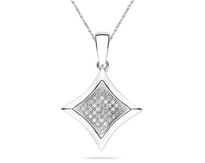 Micro Pave Diamond Pendant in White Gold