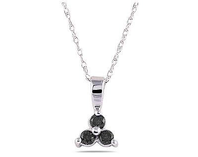 Black Diamond Trinity Pendant, 14K White Gold