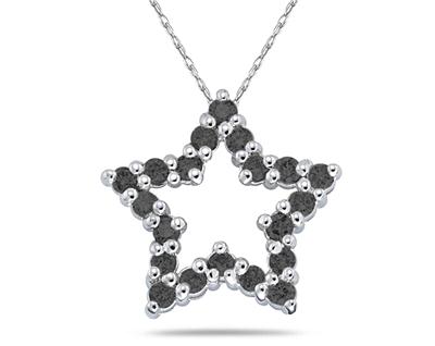 1/2 Carat Black Diamond Star Pendant in White Gold
