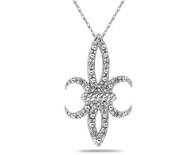 Fleur-de-Lis Diamond Pendant in White Gold