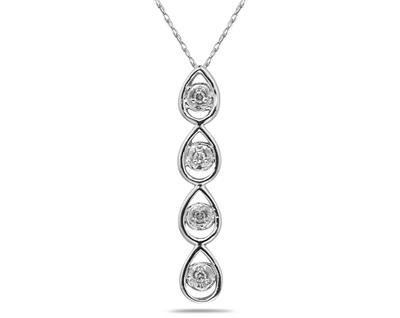 Diamond Tear Drop Pendant in White Gold