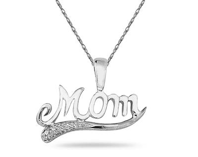 White Gold and Diamond Mom Pendant