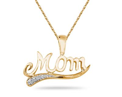 Yellow Gold and Diamond Mom Pendant