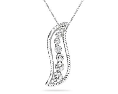 Diamond Swirl Journey Pendant in White Gold