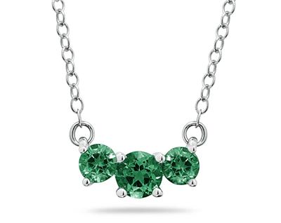 Stone Jewelry on Carat Three Stone Emerald Necklace  14k White Gold