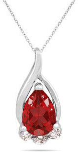 Ruby and Diamond Pendant in 10K White Gold