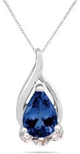 Sapphire and Diamond Pendant in 10K White Gold