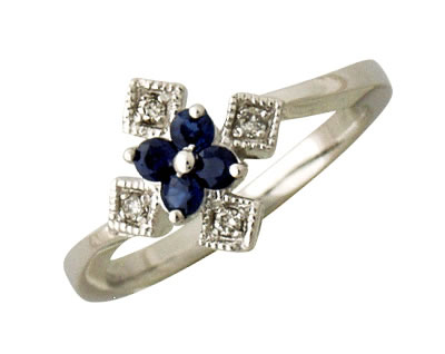 14kt White Gold Diamond and Sapphire Ring