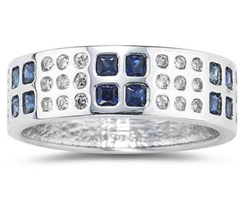 Sapphire and Diamond Ring 14K White Gold