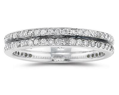 14K White Gold Double Row Diamond Ring