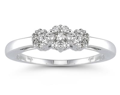 0.25 Carat Diamond Cluster Ring in 10K White Gold