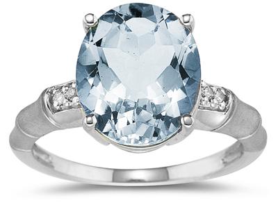 3.97 Carat  Aquamarine and Diamond Ring in 14K White Gold
