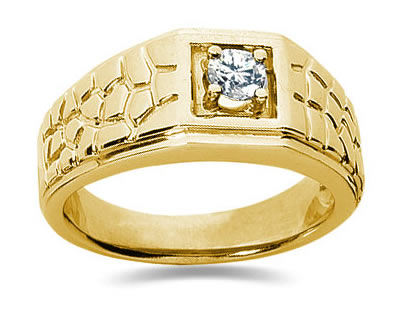 0.25 Carat Men's Diamond Ring in 14K Yellow Gold