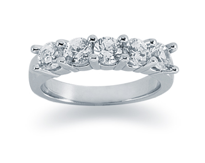 1.25 Carat Five Stone Diamond Band in 18K White Gold