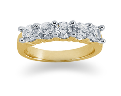1.25 Carat Five Stone Diamond Band in 14K Yellow Gold