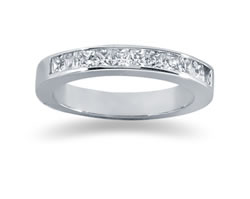 0.55 Carat Princess Cut Diamond Wedding Band in 14K White Gold