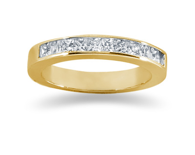 0.55 Carat Princess Cut Diamond Wedding Band in 18K Yellow Gold