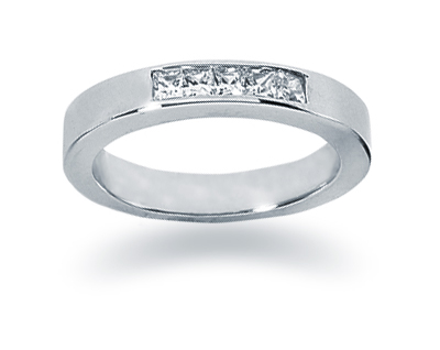 0.25 Carat Princess Cut Diamond Wedding Band in 14K White Gold