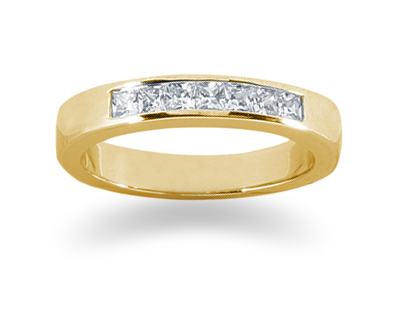 0.35 Carat Princess Cut Diamond Wedding Band in 18K Yellow Gold