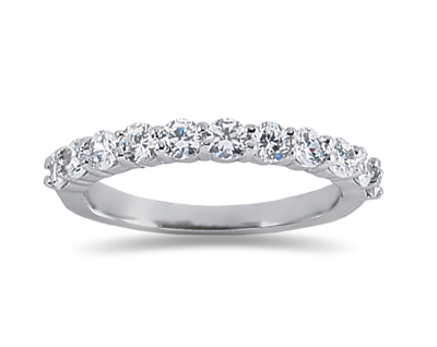0.77 Carat Nine Stone Diamond Wedding Band in 18K White Gold
