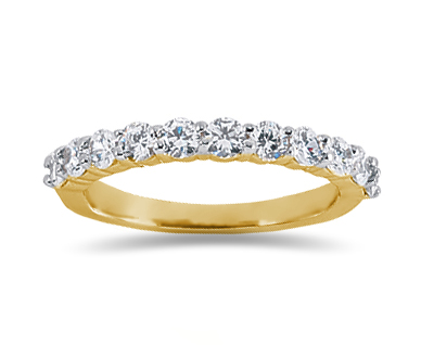 0.77 Carat Nine Stone Diamond Wedding Band in 18K Yellow Gold