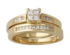 Princess Bridal Duo Set, 14K Yellow Gold