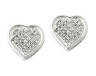 Diamond Heart Milgraine Edge Earrings in White Gold