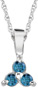 Blue Diamond Trinity Pendant, 14K White Gold