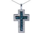 0.45 Carat Blue and White Diamond Cross Pendant