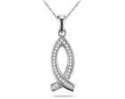 Diamond Icthus Pendant in 10K White Gold