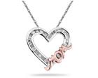 Diamond Heart MOM Pendant, 10K Two-Tone Gold
