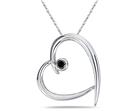 Black Diamond Slide Heart Pendant in White Gold
